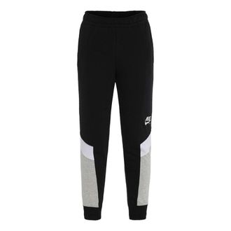 Nike (WMNS) Nike Nsw heritage jgger Flc Colorblock Casual Sports Splicing Bundle Feet Knit Long Pants/Trousers Black CZ8609-010