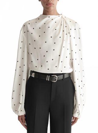 A.L.C. Blaire Polka Dot Satin Top In Ivory