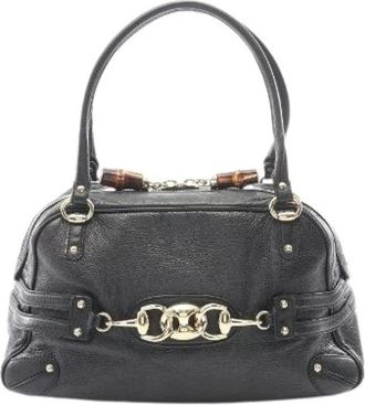 Gucci Pre-owned Bamboo Horsebit Leren Handtas - Dames - Vintage Handtas - Zwart - ONE Size - Leer - Vintage