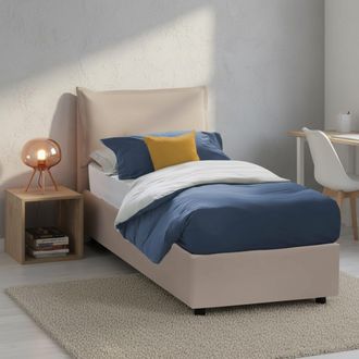 Dmora Talamo Italia - Cama Individual Carmen, Cama Contenedor Con Tapizado En Ecopiel, 100% Made In Italy, Apertura Frontal, Con Colch&oacute;n Cm 90x190 Incluido,