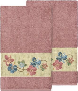 Linum Home Textiles 100% Turkish Cotton Caroline 2Pc Embellished Bath Towel Set