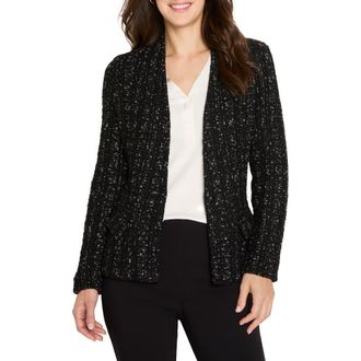 Nic+Zoe Metallic Grid Knit Jacket in Black Mix at Nordstrom Rack, Size 1X