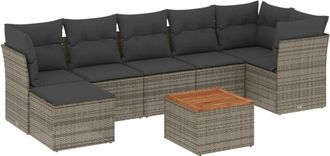 vidaXL Vidaxl - Set De Sof&aacute;s De Jard&iacute;n 8 Pzas Y Cojines Rat&aacute;n Sint&eacute;tico Gris