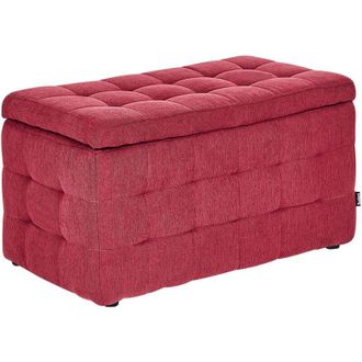 Beliani Beliani - Pouf contenitore in tessuto rosso con coperchio Michigan