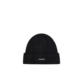 Pinko Bosnia Beanie - Dames - Hoeden - Zwart - ONE Size - Katoen - Accessoires