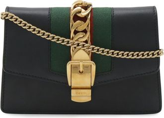 Gucci Black Green Red Color Leather Clutch Bag Pochette (Pre-Owned)