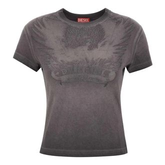 Diesel T-Shirts, female, Gray, Size: L T-Shirts