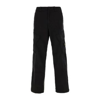 Stone Island Pantaloni dritti con patch logo bussola in nylon - - Trousers - Uomo - Nero - W32