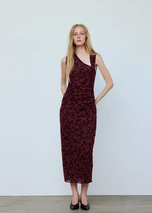 Mango Abito devor&eacute; asimmetrico bordeaux - Donna - XS - MANGO