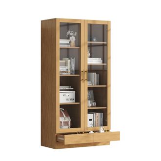 STILVORA Vitrina De Almacenaje Con 2 Puertas, 1 Caj&oacute;n Push To Open Y 9 Huecos, En Mdf Y Vidrio, 80 &times; 40 &times; 160 Cm