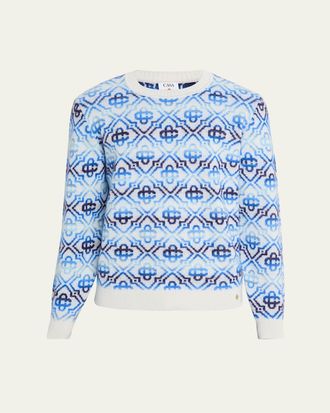Casablanca Mens Space Dye Monogram Knit Crewneck Sweater