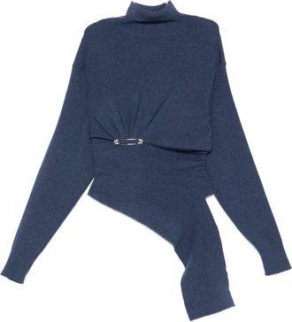 Lanvin Deep Blue Wool Blend Long Sleeve Top