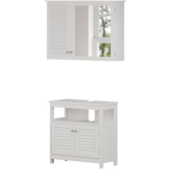 Vicco Conjunto De Muebles De Ba&ntilde;o Riad, Blanco, 2 Partes, Mueble Bajo Con Estante Intermedio