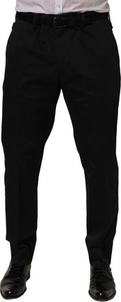 Dolce & Gabbana Mens Cotton Tapered-Leg Dress Trousers Black Elastane