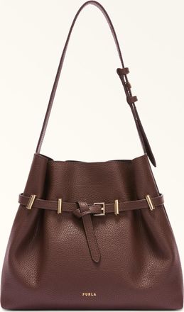 Furla Aura Borsa A Secchiello M Cioccolato Marrone Pelle Di Vitello Granata Keria Donna
