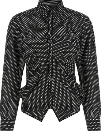 Junya Watanabe Polka-dot Asymmetrische Zoom Shirt - Dames - Overhemden - Veelkleurig - M - Leer - Overhemden