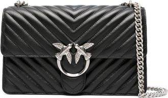 Pinko Zwarte Zijde & Nylon Tas - Dames - Schoudertassen - Zwart - ONE Size - Nylon - Tassen