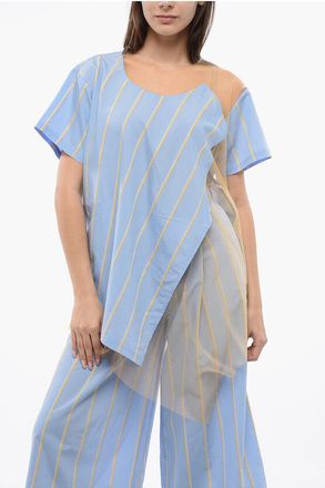 Viktor & Rolf Striped FLOATING TIME T-shirt With Mesh Detail size Xs