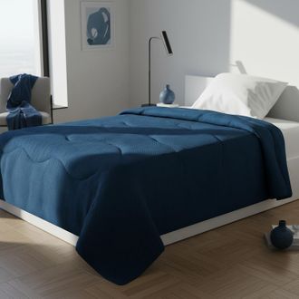 KASANOVA Trapunta invernale 1 piazza e mezza blu trama in rilievo