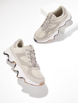 Sorel Leather Mesh Kinetic II Sneakers - Fawn/Sea Salt - 10 1/2 M Talbots