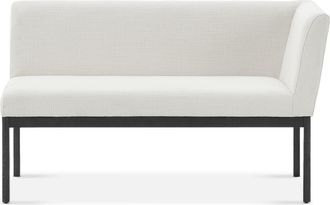 Castlery White Right Banquette Bench, Dark Brown Wooden Leg |Elliot by Castlery