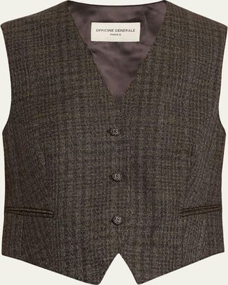 Officine Générale Cleore Plaid Wool Vest