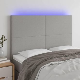 vidaXL Cabecero Con Luces Led Tela Gris Claro 144x5x118/128 Cm Vidaxl
