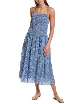 English Factory Checked Smocked Midi Dress