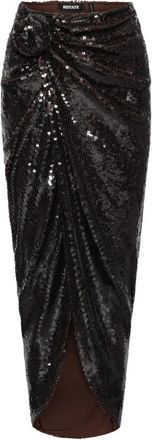 Rotate Midi Rok met Pailletten - Dames - Kokerrokken - Bruin - XS - Pailletten - Rokken