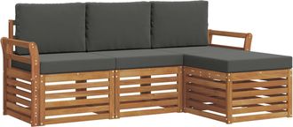 vidaXL Conjunto De Sof&aacute;s De Exterior 4 Uds. Natural Y Antracita Vidaxl