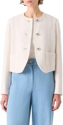 Akris Cotton Blend Boucl&eacute; Jacket in Ivory at Nordstrom, Size 16