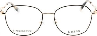 Guess GU50256D Round Metal Eyeglasses - Ivory
