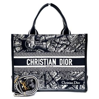 Dior Black Cotton Canvas Leather Tote Bag (Pre-Owned)