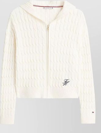 Tommy Hilfiger cable knit hooded zip cardigan long sleeves