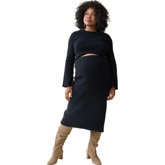 Ingrid & Isabel Long Sleeve Maternity Sweater Skirt Set in Black at Nordstrom, Size X-Large