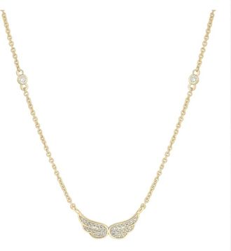 Electric Picks Womens Wings Necklace In Gold