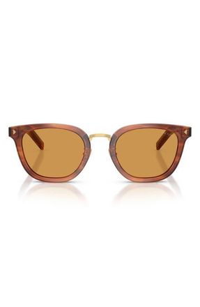 Prada 49mm Cat Eye Sunglasses in Havana Cognac /Grey Yellow at Nordstrom