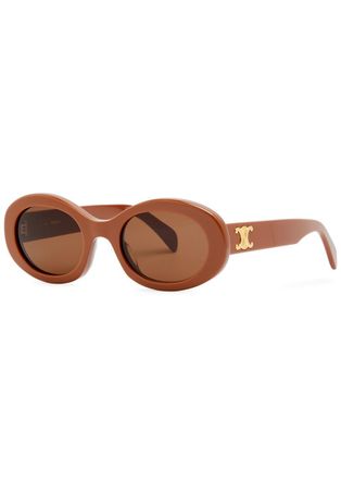 Celine Oval-frame Sunglasses, Brown, Women Celine Sunglasses, 100% UV Protection - Brown Light - One Size