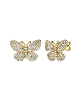 Genevive 14K Over Silver Cz Butterfly Earrings