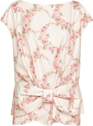 Simone Rocha Boxy Peplum Bow Detail Top