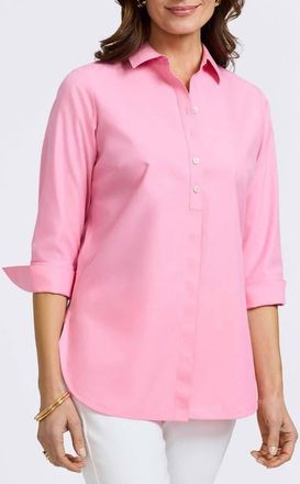 Foxcroft Madison Popover Cotton Oxford Shirt in Pink Sea Glass at Nordstrom, Size 2