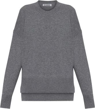 Jil Sander Cashmere Blend Crewneck Sweater - Dames - Cashmere truien - Grijs - S - Wol - Truien & Vesten