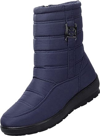 Generic Ladies Winter Boots, Wide Fit Boots for Women - Comfortable Thermal Cotton Shoes Classic Retro Shortboots Lightweight Ankle Booties Winter Solid Color