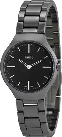 Rado True Thinline Black Dial Gunmetal Ceramic Ladies Watch R27956152