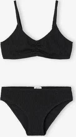 Jonen M&auml;dchen Bikini aus Strukturmaterial schwarz