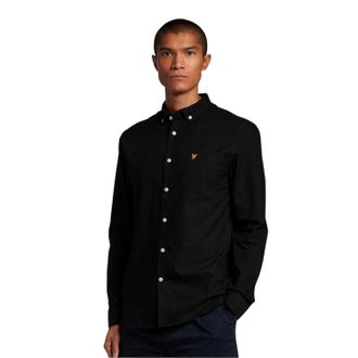 Lyle & Scott Heren Geborduurd Logo Oxford Overhemd (Zwart)