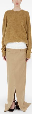 Maison Margiela Womens Long Skirt - Tan Cotton - Size EU 42 (Womens)
