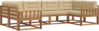 vidaXL Conjunto De Sof&aacute;s De Exterior 6 Uds. Natural Y Beige Vidaxl