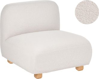 Beliani Sill&oacute;n Modular De Boucl&eacute; Asiento 1 Plaza Patas De Madera Moderno Blanco Crema Amli