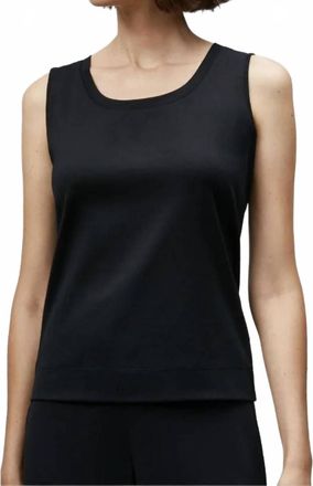 Lafayette 148 New York Cotton Rib Scoop Neck Tank Top In Black